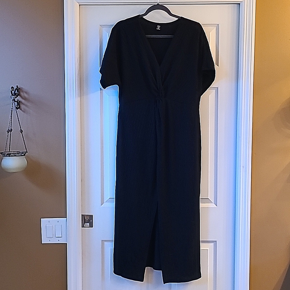 Shein Twist front dress with slit Size 2X Black